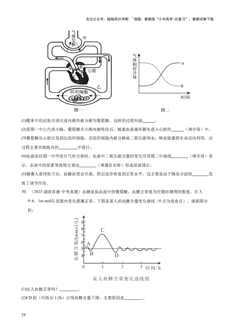 专题07人体生命活动的调节（全国通用）（原卷版）_02中考总复习（2026版更新中）_08-生物-中考总复习_2026年中考复习（更新中）
