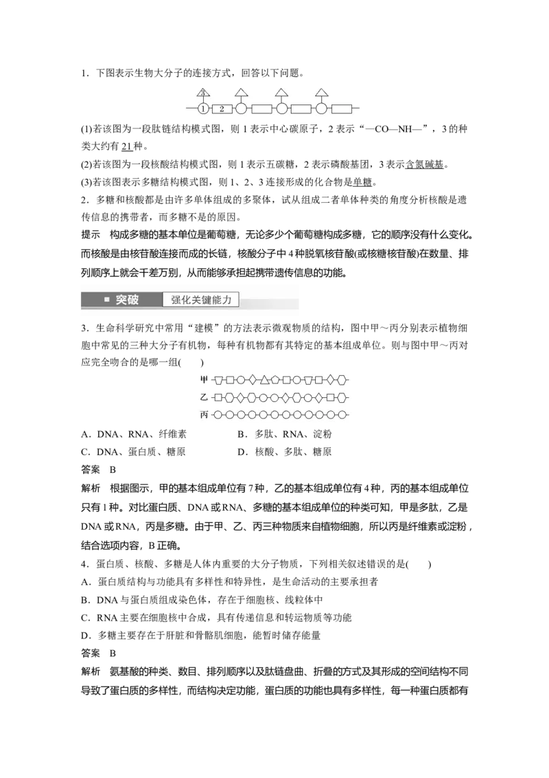 2024年高考生物一轮复习（新人教版）第1单元　第4课时　核酸是遗传信息的携带者、有机物的鉴定_09高考生物_2024年新高考资料_1.2024一轮复习_2024年高考生物一轮复习讲义（新人教版）