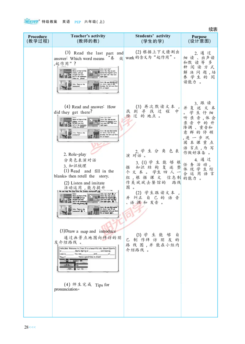 教案正文6上_Unit1_26春四年级上下册人教版_四上英语合集人教版PEP英语四年级上册新教材（教学视频+课件+动画+音频+练习+教案）_19同步教案课件_人教pep3_3-6上册
