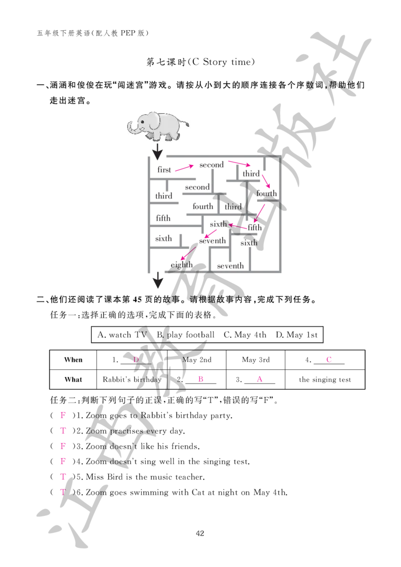 （参考答案）英语作业本（配人教PEP版）五年级下册_26春四年级上下册人教版_四上英语合集人教版PEP英语四年级上册新教材（教学视频+课件+动画+音频+练习+教案）_17练习资料