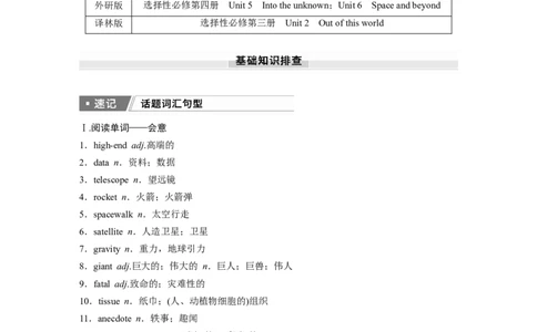 2025届高中英语一轮话题复习（学生版）：主题三人与自然　语境34　地球与宇宙奥秘探索_03高考英语_2025年新高考资料_一轮复习_2025届高中英语一轮复习课件+学案（完））