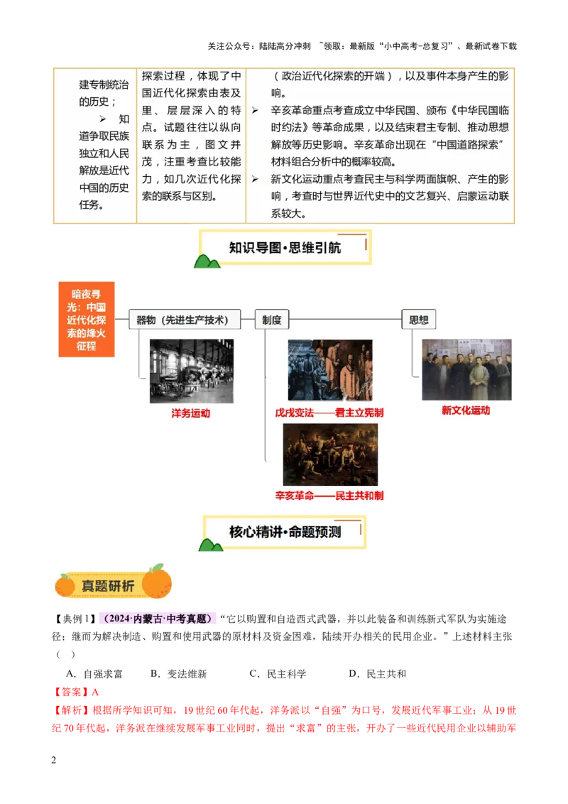 专题06暗夜寻光：中国近代化探索的烽火征程（讲练）（解析版）_02中考总复习（2026版更新中）_06-历史-中考总复习_2025年中考复习资料_2025中考二轮课件ppt+讲义+练习历史_讲义+练习