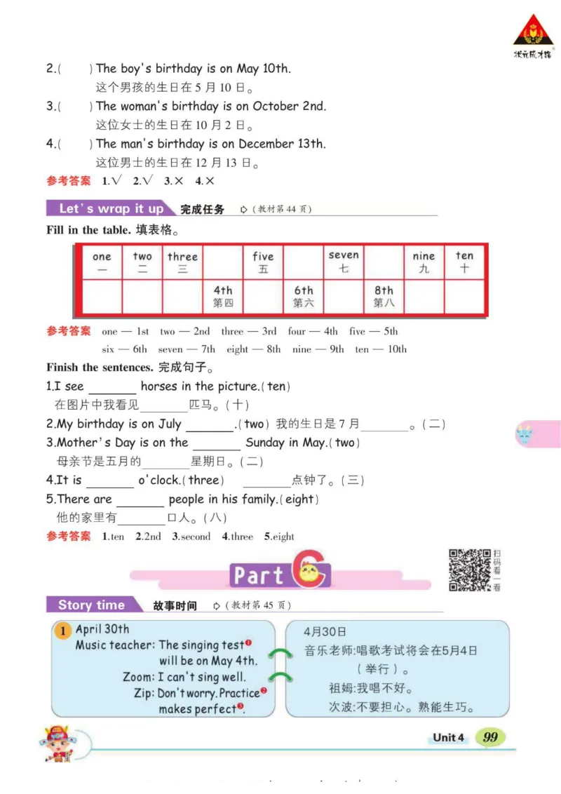 状元大课堂五年级下册英语人教PEP版学生用书_26春四年级上下册人教版_四上英语合集人教版PEP英语四年级上册新教材（教学视频+课件+动画+音频+练习+教案）_17练习资料_《状元导学案》