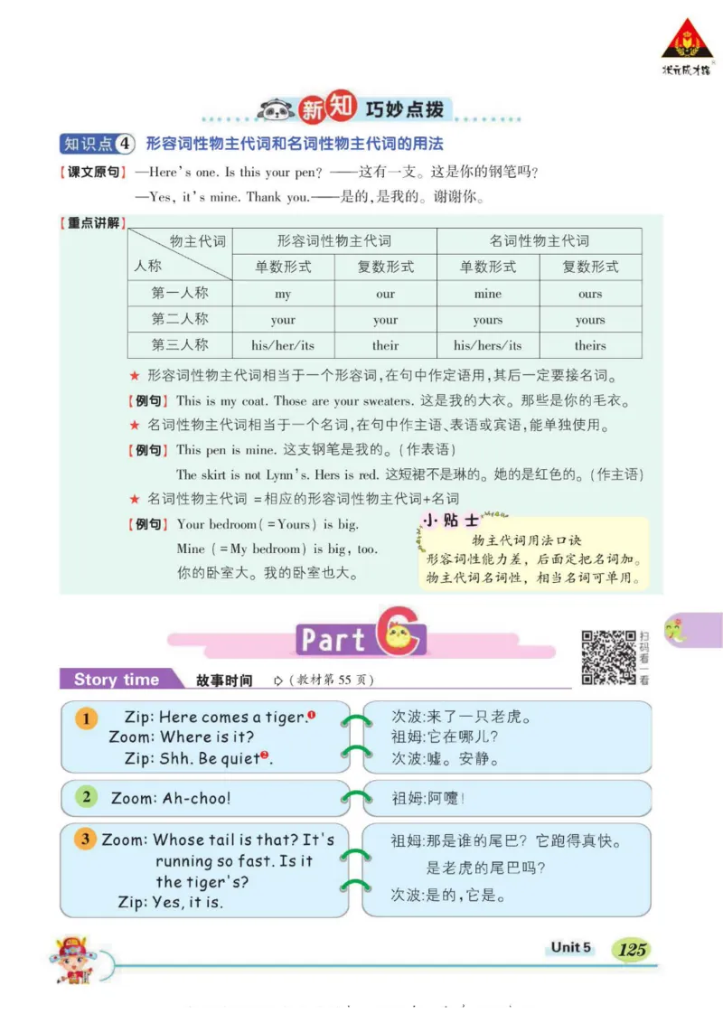 状元大课堂五年级下册英语人教PEP版学生用书_26春四年级上下册人教版_四上英语合集人教版PEP英语四年级上册新教材（教学视频+课件+动画+音频+练习+教案）_17练习资料_《状元导学案》