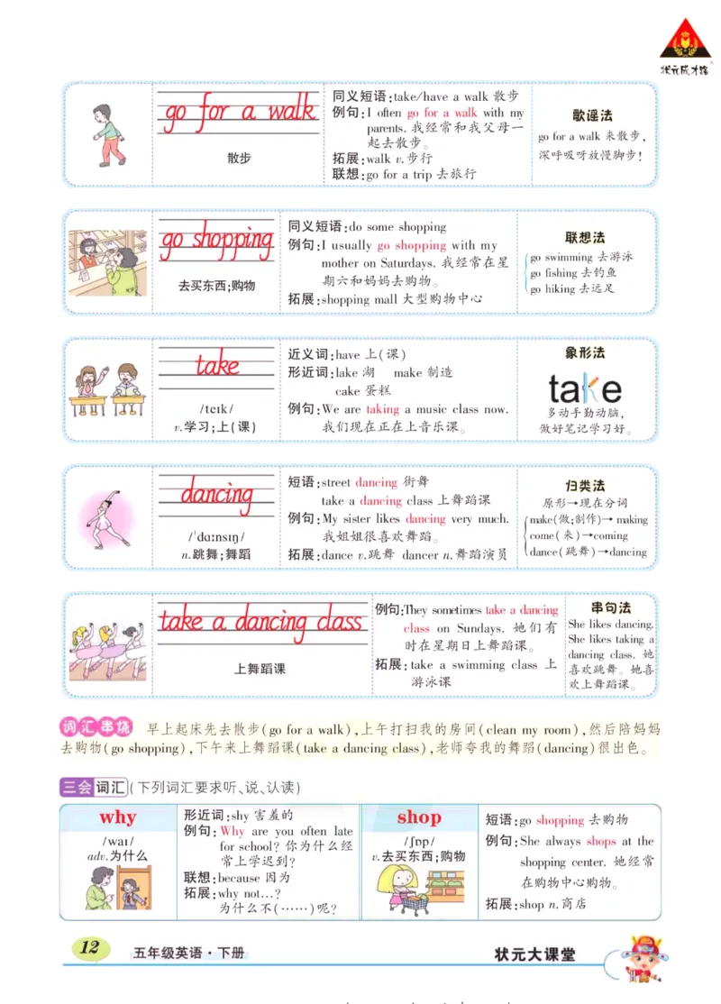 状元大课堂五年级下册英语人教PEP版学生用书_26春四年级上下册人教版_四上英语合集人教版PEP英语四年级上册新教材（教学视频+课件+动画+音频+练习+教案）_17练习资料_《状元导学案》