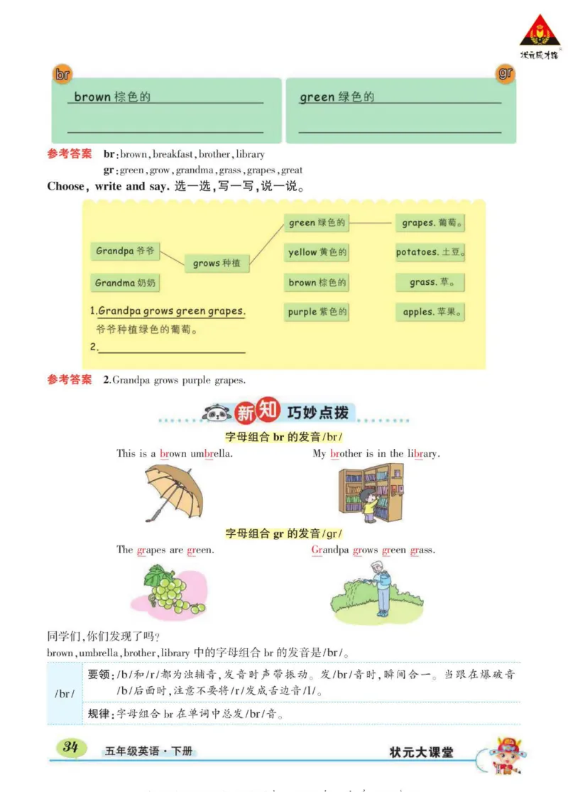 状元大课堂五年级下册英语人教PEP版学生用书_26春四年级上下册人教版_四上英语合集人教版PEP英语四年级上册新教材（教学视频+课件+动画+音频+练习+教案）_17练习资料_《状元导学案》