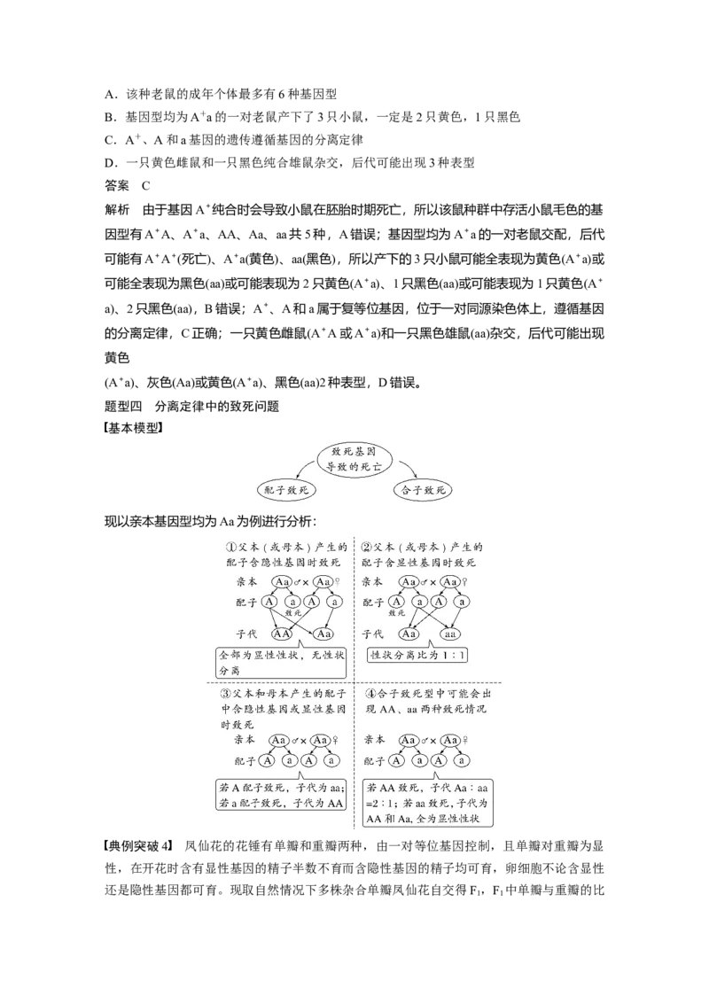2024年高考生物一轮复习（新人教版）第5单元　第3课时　基因分离定律拓展题型突破_09高考生物_2024年新高考资料_1.2024一轮复习_2024年高考生物一轮复习讲义（新人教版）