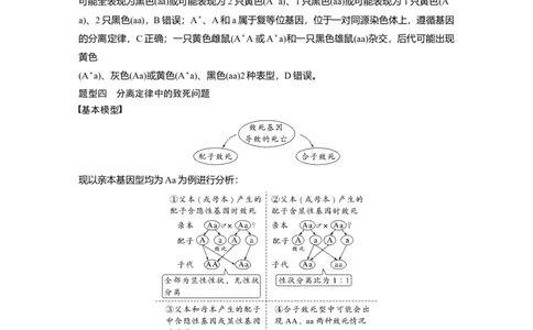 2024年高考生物一轮复习（新人教版）第5单元　第3课时　基因分离定律拓展题型突破_09高考生物_2024年新高考资料_1.2024一轮复习_2024年高考生物一轮复习讲义（新人教版）