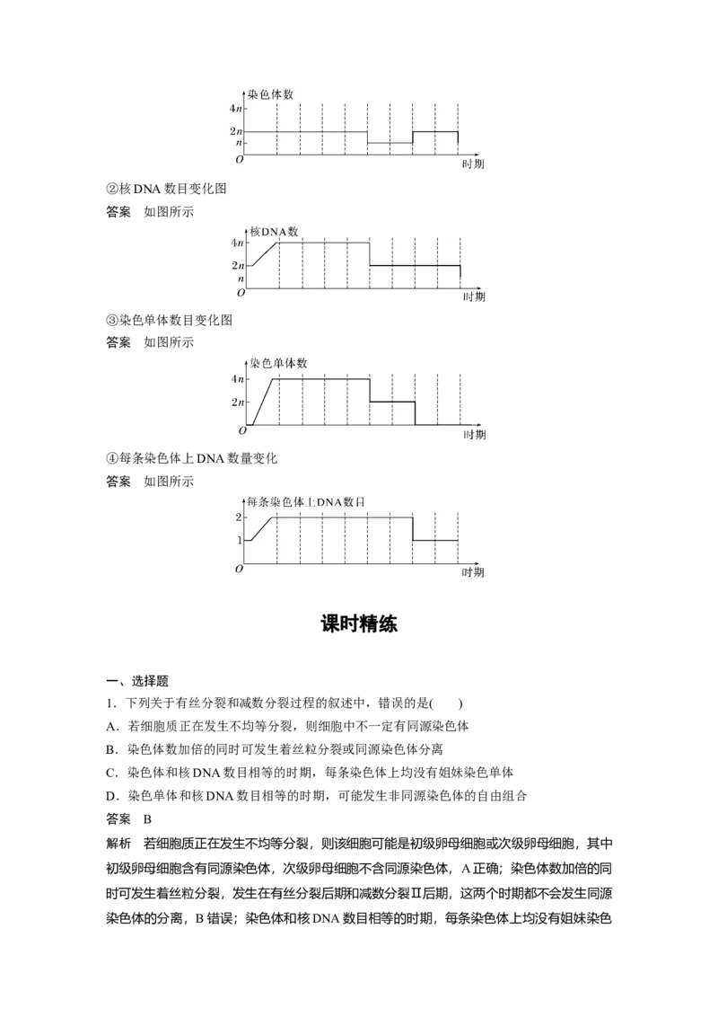 2024年高考生物一轮复习（新人教版）第4单元　第4课时　减数分裂与有丝分裂的比较及观察蝗虫精母细胞减数分裂装片_09高考生物_2024年新高考资料_1.2024一轮复习