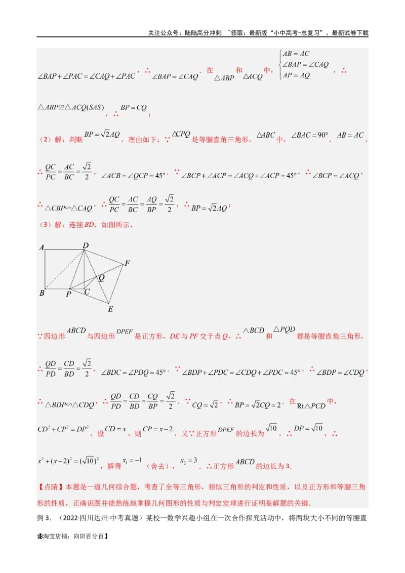 专题15全等与相似模型-手拉手模型（解析版）_02中考总复习（2026版更新中）_02-数学-中考总复习_2024年中考复习资料_专项复习资料_答案解析版