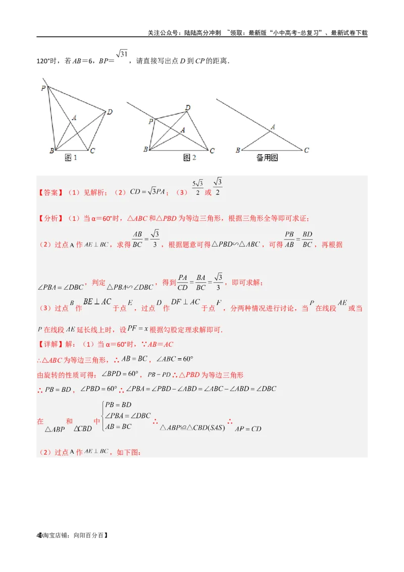 专题15全等与相似模型-手拉手模型（解析版）_02中考总复习（2026版更新中）_02-数学-中考总复习_2024年中考复习资料_专项复习资料_答案解析版