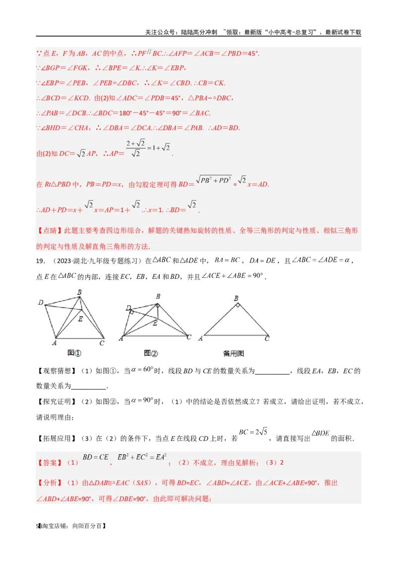 专题15全等与相似模型-手拉手模型（解析版）_02中考总复习（2026版更新中）_02-数学-中考总复习_2024年中考复习资料_专项复习资料_答案解析版