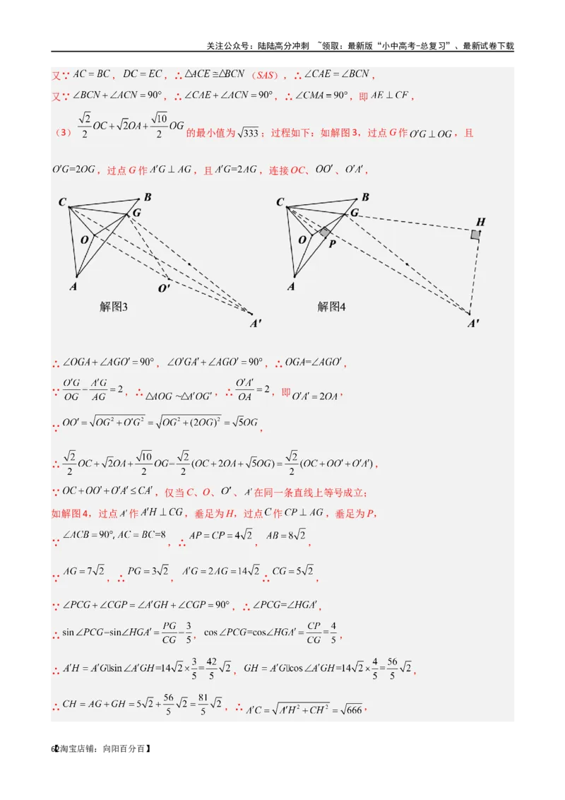 专题15全等与相似模型-手拉手模型（解析版）_02中考总复习（2026版更新中）_02-数学-中考总复习_2024年中考复习资料_专项复习资料_答案解析版