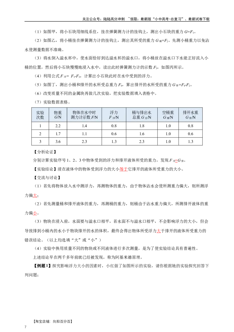 专题10浮力（知识梳理+典例+练习）-2024物理中考一轮复习精品资料（教师版）_02中考总复习（2026版更新中）_04-物理-中考总复习_2024年中考复习资料_一轮复习_配套练习
