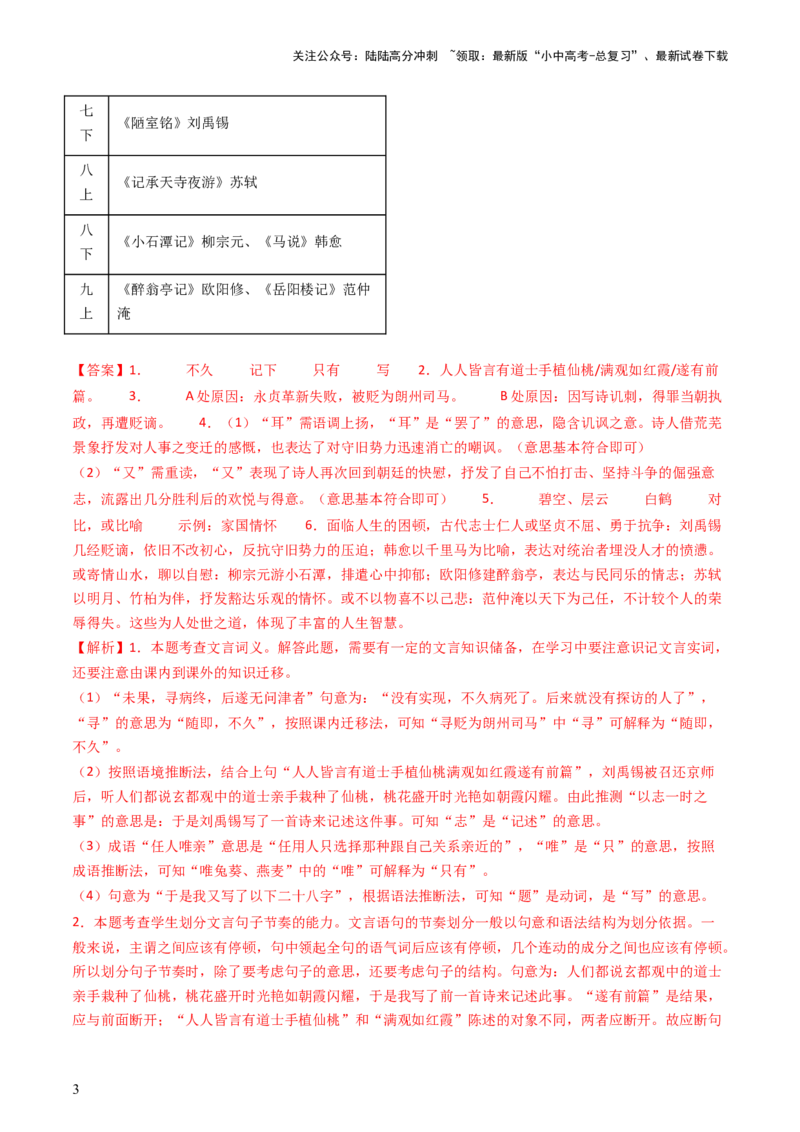 专题19：七上古诗词+文言文对比阅读精练-备战2025年中考语文一轮复习古代诗歌阅读（全国通用）解析版_02中考总复习（2026版更新中）_01-语文-中考总复习_2025年中考资料_中考文言文专项