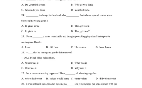 13倒装句、省略句与强调句(精练)-2024年高考英语一轮复习语法能力突破必备(PPT+复习卡+精练题)(通用版)_03高考英语_通用版（老高考）复习资料_2024年复习资料