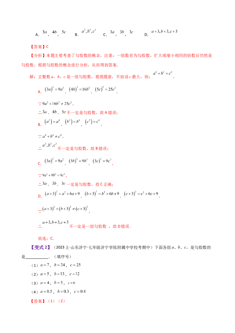 专题17.7勾股定理的逆定理（知识梳理与考点分类讲解）-（人教版）_初中数学_八年级数学下册（人教版）_专题突破练习-V4