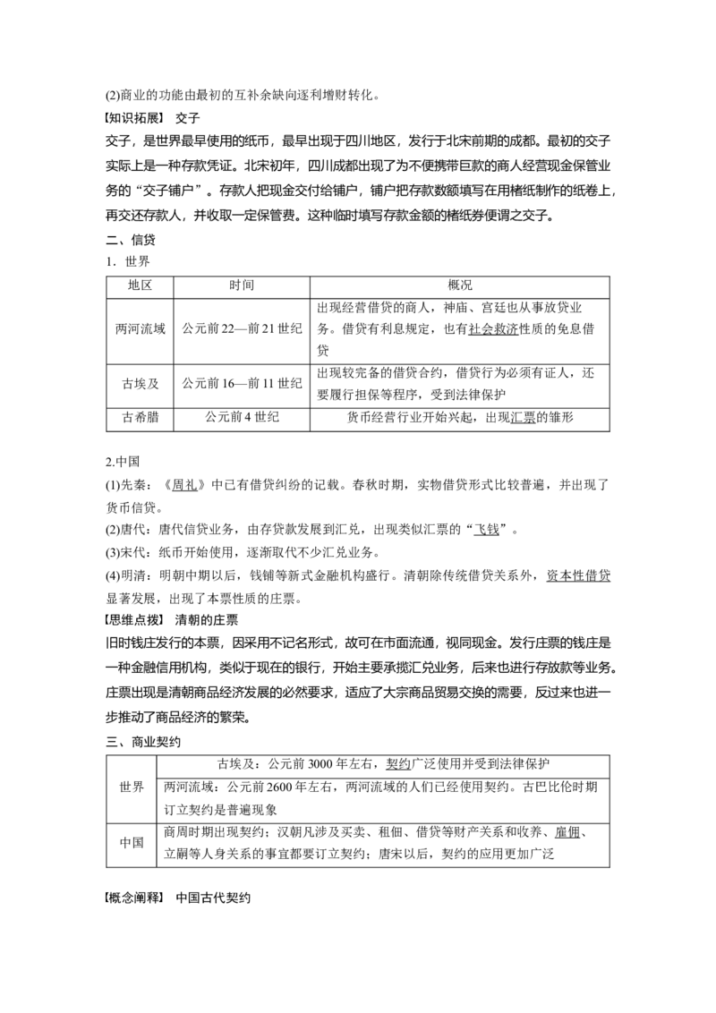 2023年高考历史一轮复习（部编版新高考）第6讲课题15　古代的货币、信贷、契约_07高考历史_新高考复习资料_2023年新高考复习资料_2023新高考大一轮复习讲义