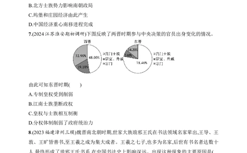 2025人教版新教材历史高考第一轮基础练--第5讲　三国两晋南北朝的政权更迭与民族交融（含答案）_07高考历史_2025年新高考资料_一轮复习