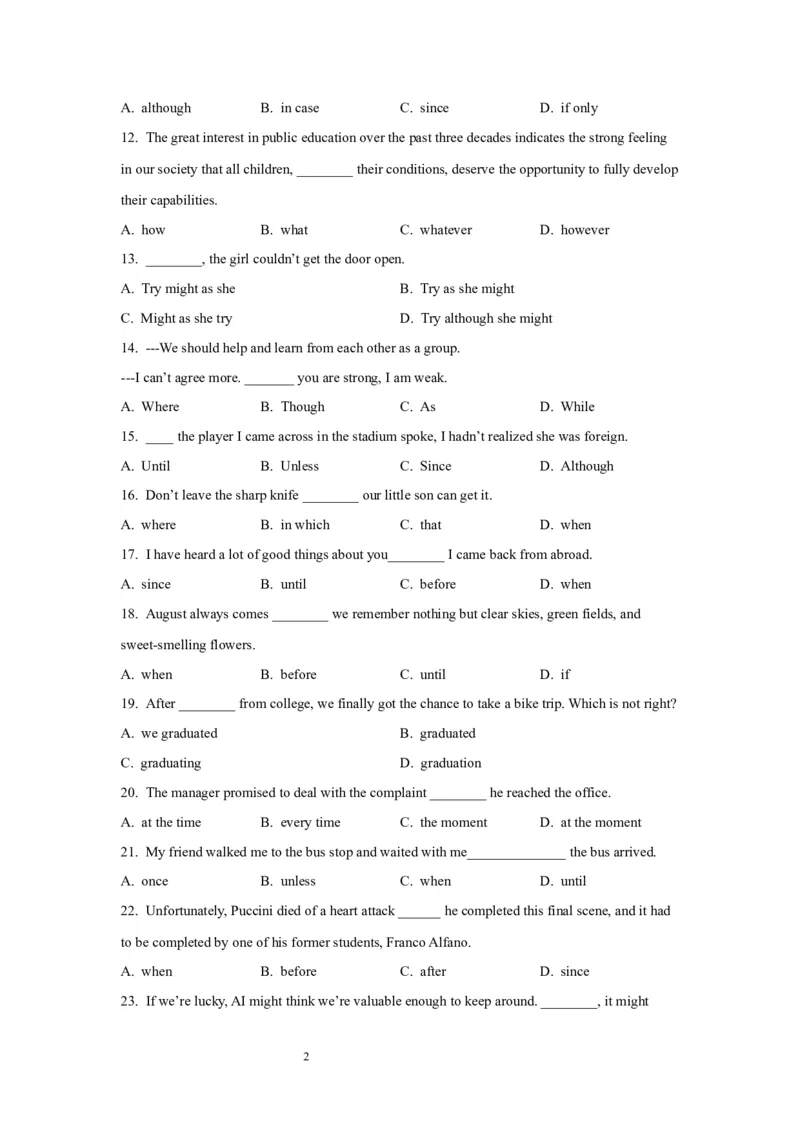 11状语从句(精练)-2024年高考英语一轮复习语法能力突破必备(PPT+复习卡+精练题)(通用版)_03高考英语_通用版（老高考）复习资料_2024年复习资料_11.状语从句(PPT+复习卡+精练题)(通用版)
