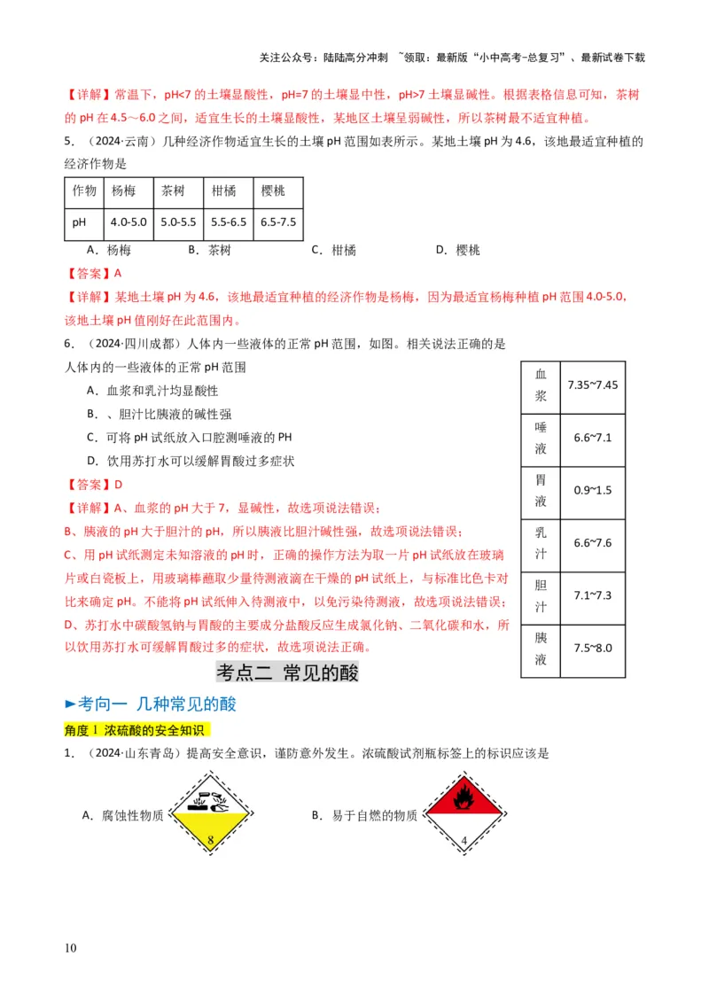 专题06常见的酸和碱（解析版）_02中考总复习（2026版更新中）_05-化学-中考总复习_2025年中考复习资料_备战2025年中考化学真题题源解密