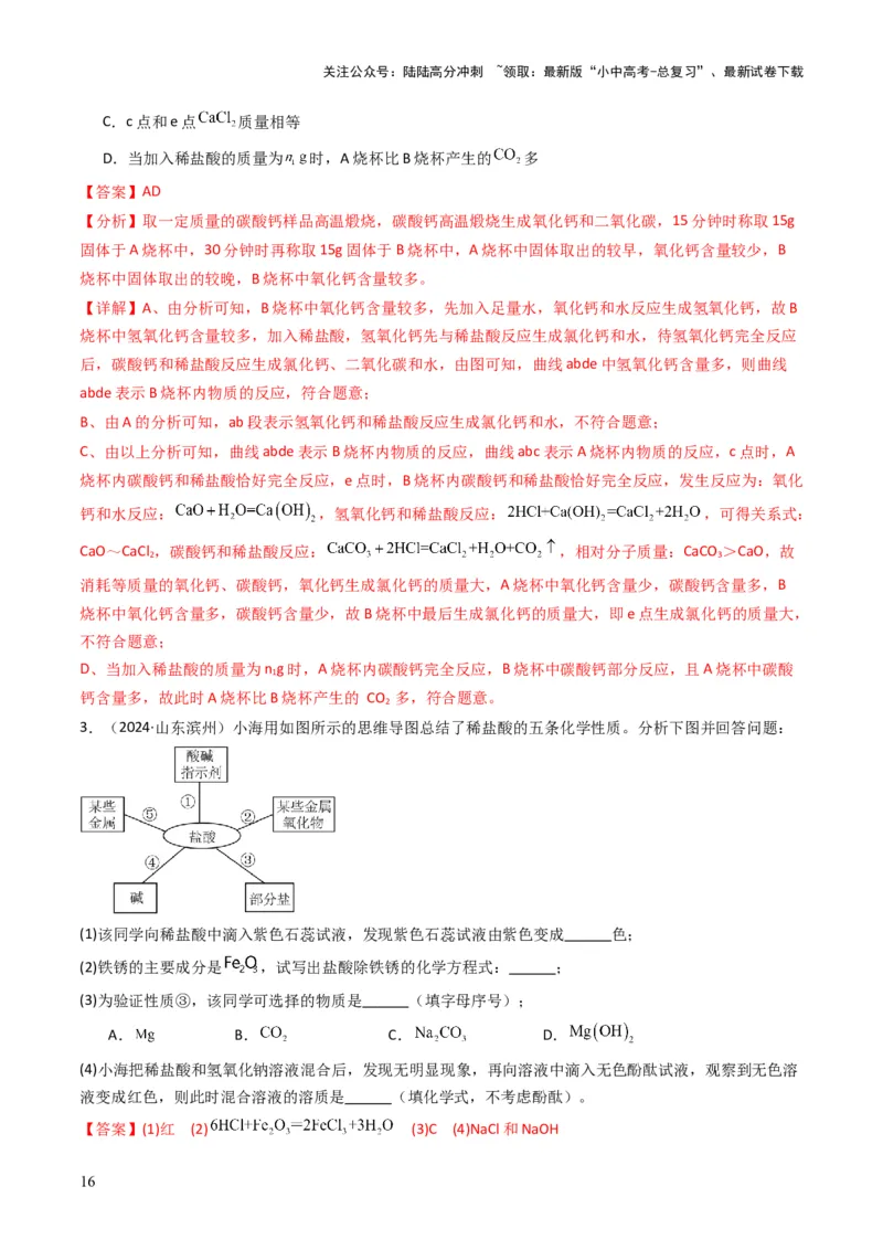 专题06常见的酸和碱（解析版）_02中考总复习（2026版更新中）_05-化学-中考总复习_2025年中考复习资料_备战2025年中考化学真题题源解密