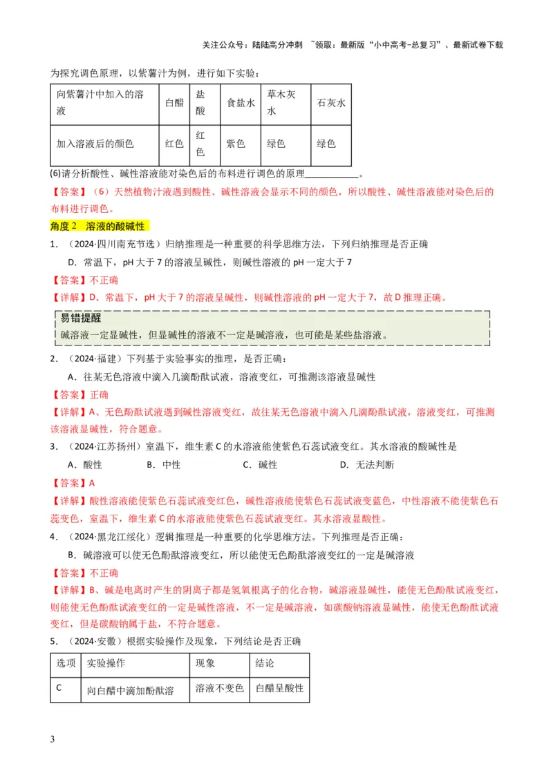 专题06常见的酸和碱（解析版）_02中考总复习（2026版更新中）_05-化学-中考总复习_2025年中考复习资料_备战2025年中考化学真题题源解密