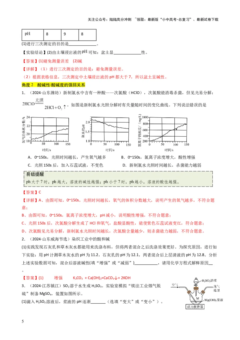 专题06常见的酸和碱（解析版）_02中考总复习（2026版更新中）_05-化学-中考总复习_2025年中考复习资料_备战2025年中考化学真题题源解密