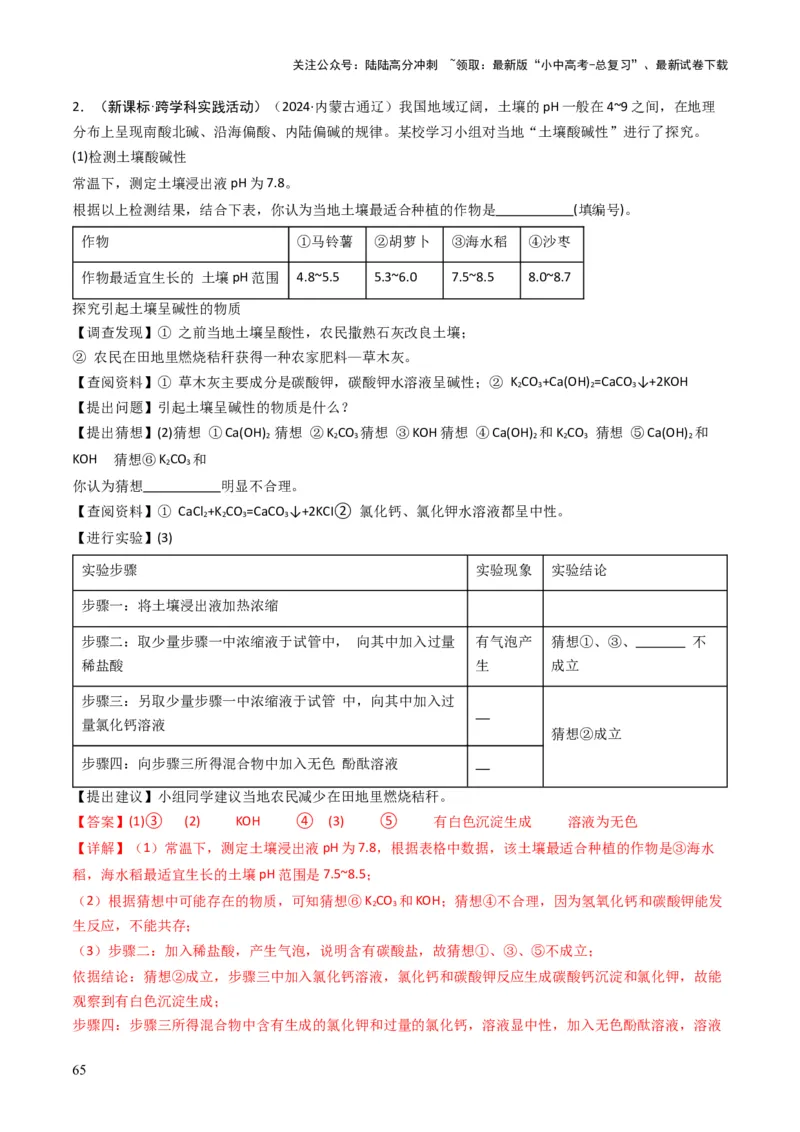专题06常见的酸和碱（解析版）_02中考总复习（2026版更新中）_05-化学-中考总复习_2025年中考复习资料_备战2025年中考化学真题题源解密