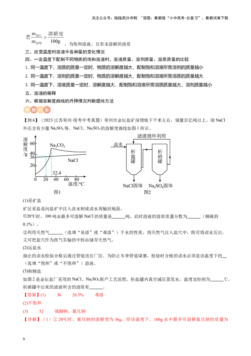 专题06溶液（解析版）_02中考总复习（2026版更新中）_05-化学-中考总复习_2024年中考复习资料_一轮复习资料_完口袋书2024年中考化学一轮复习知识清单_教师版（含答案解析）