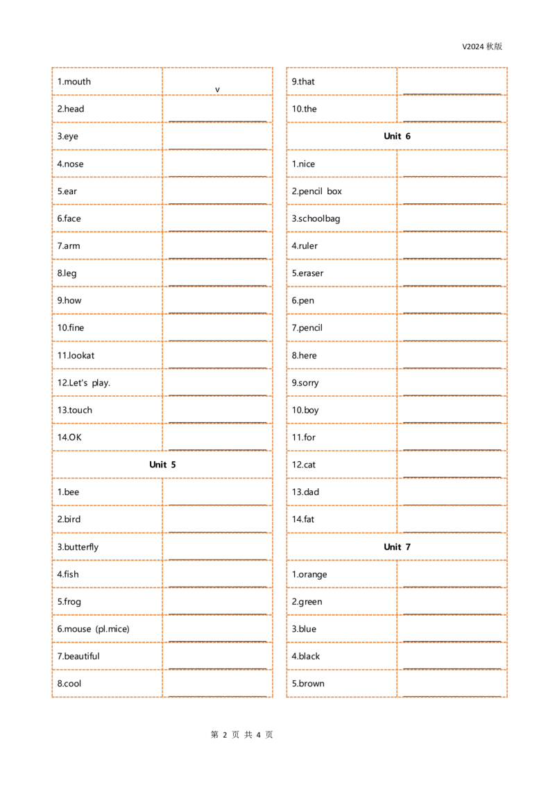 新科普版三年级上册单词正序序英译汉(5页)_26春四年级上下册人教版_四上英语合集人教版PEP英语四年级上册新教材（教学视频+课件+动画+音频+练习+教案）_17练习资料_科普版
