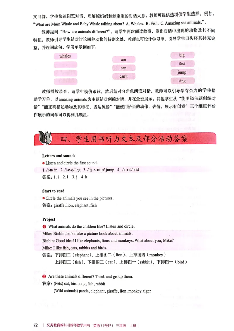 英语PEP3A教师教学用书（2024秋）_26春四年级上下册人教版_四上英语合集人教版PEP英语四年级上册新教材（教学视频+课件+动画+音频+练习+教案）_16教师用书_小学英语_人教版PEP