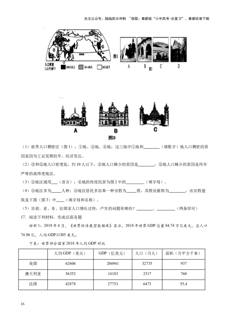 专题07世界居民与聚落发展与合作-备战2024年中考地理识图速记手册与变式演练（全国通用）（原卷版）_02中考总复习（2026版更新中）_09-地理-中考总复习_2024年中考复习资料_专项复习资料