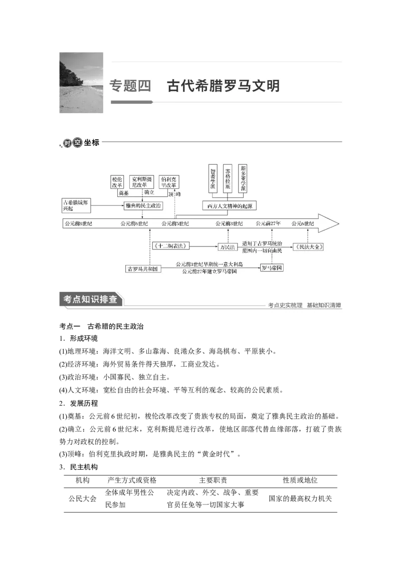 04第一部分板块一　专题四古代希腊罗马文明_07高考历史_通用版（老高考）复习资料_2023年复习资料_一轮+二轮_历史高三二轮复习系列
