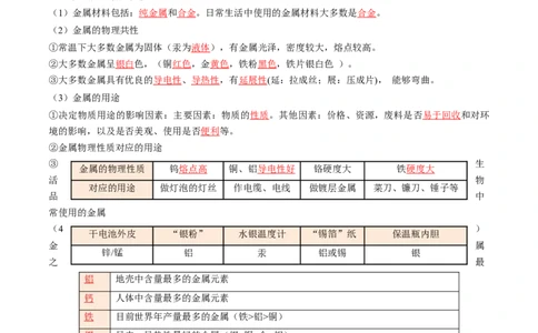 专题08金属和金属矿物（讲义）（解析版）_02中考总复习（2026版更新中）_05-化学-中考总复习_2025年中考复习资料_2025中考化学一轮复习讲义+课件_讲义_专题08金属和金属矿物（讲义）
