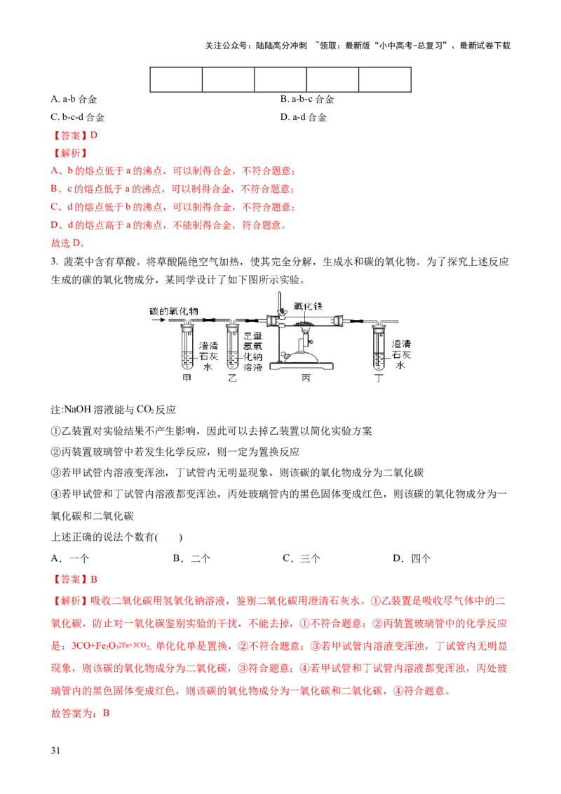 专题06金属和金属材料（练习）-2024年中考化学一轮复习讲练测（全国通用）（解析版）_02中考总复习（2026版更新中）_05-化学-中考总复习_2024年中考复习资料_一轮复习资料