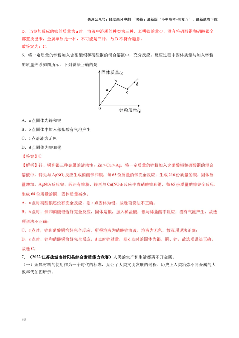 专题06金属和金属材料（练习）-2024年中考化学一轮复习讲练测（全国通用）（解析版）_02中考总复习（2026版更新中）_05-化学-中考总复习_2024年中考复习资料_一轮复习资料