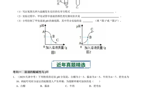 专题06常见的酸和碱（原卷版）_02中考总复习（2026版更新中）_05-化学-中考总复习_2026年中考复习（更新中）_备战2026年中考化学真题题源解密