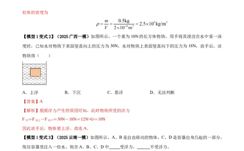 专题07浮力的四种计算方法（解析版）_02中考总复习（2026版更新中）_04-物理-中考总复习_2025年中考复习资料_2025年中考物理答题方法模板