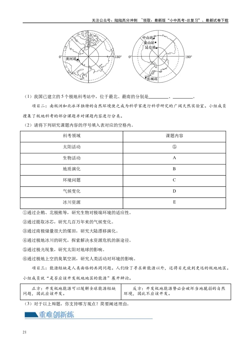 专题12撒哈拉以南的非洲和极地地区（梯级进阶练）（原卷版）_02中考总复习（2026版更新中）_09-地理-中考总复习_2024年中考复习资料_一轮复习_配套练习