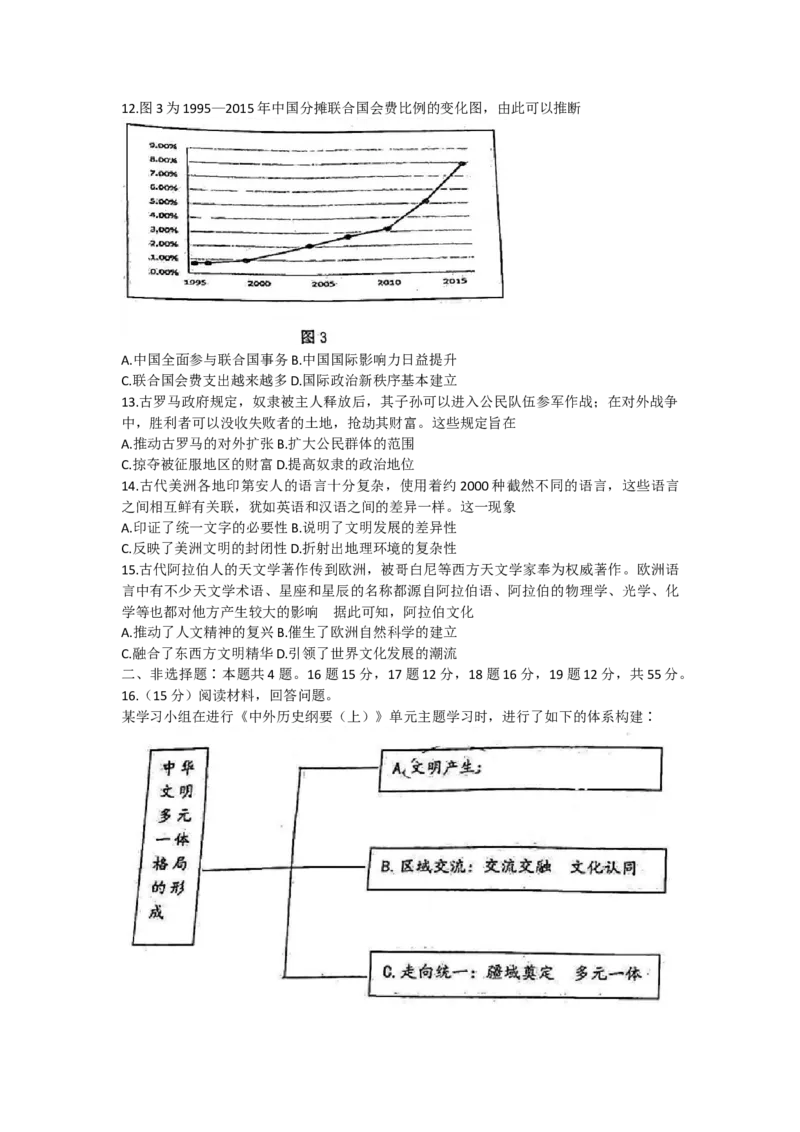 2023山东省潍坊市质量监测（五县市联考）高三上学期10月统考历史_07高考历史_历史高考模拟题_新高考_2023年