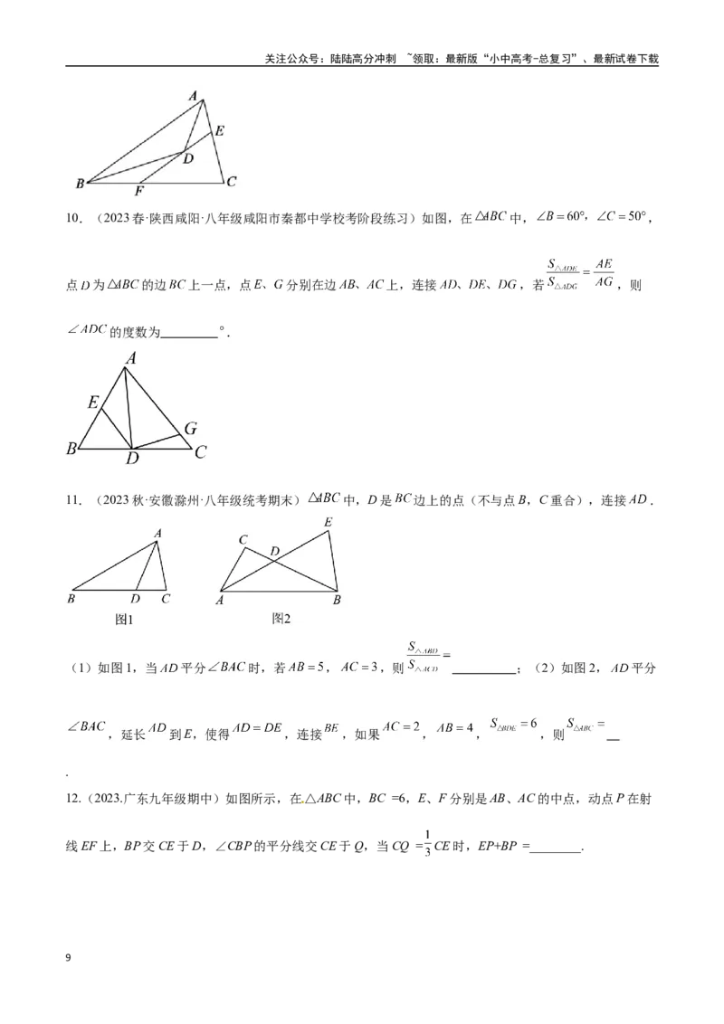 专题08三角形中的重要模型-平分平行（平分射影）构等腰、角平分线第二定理模型（原卷版）_02中考总复习（2026版更新中）_02-数学-中考总复习_2024年中考复习资料_专项复习资料