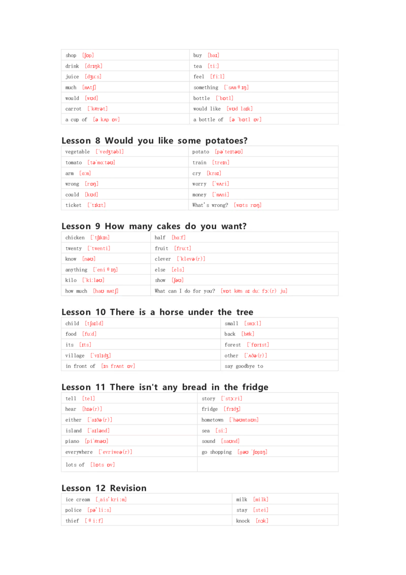 科普版英语五年级上册单词默写表_26春四年级上下册人教版_四上英语合集人教版PEP英语四年级上册新教材（教学视频+课件+动画+音频+练习+教案）_17练习资料_《小学英语单词默写表》