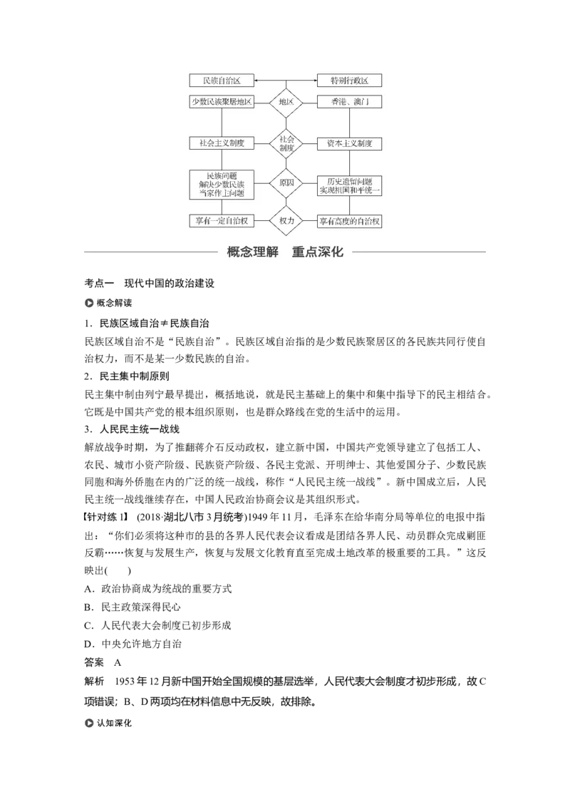 19必修1第四单元科学社会主义的创立于东西方的实践第14讲　现代中国的民主政治建设与祖国统一大业_07高考历史_通用版（老高考）复习资料_2023年复习资料_一轮+二轮_246