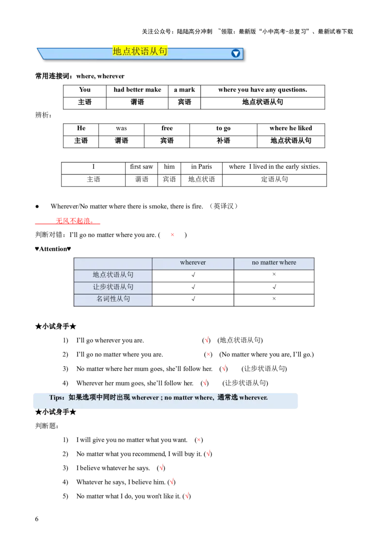 专题12状语从句知识梳理-口袋书2024年中考英语一轮复习知识清单（全国通用）（解析版）_02中考总复习（2026版更新中）_03-英语-中考总复习_2024年中考复习资料_一轮复习