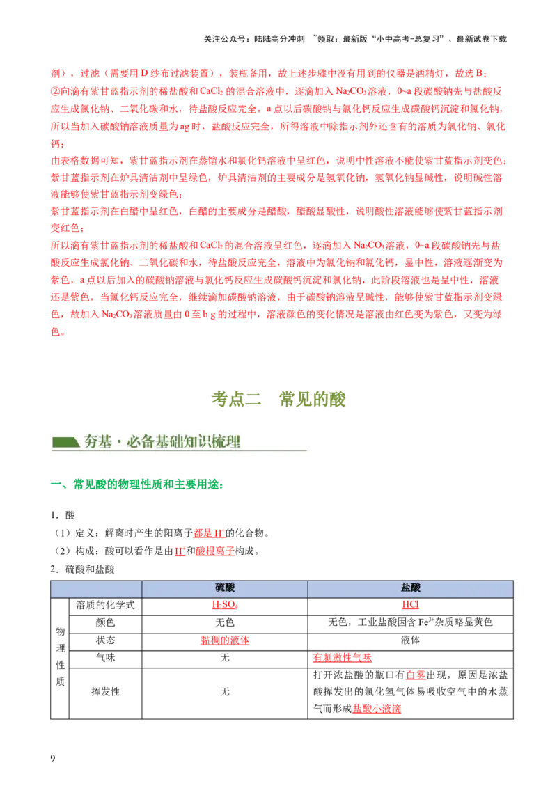 专题07常见的酸和碱（讲义）-2024年中考化学一轮复习讲练测（全国通用）（解析版）_02中考总复习（2026版更新中）_05-化学-中考总复习_2024年中考复习资料_一轮复习资料