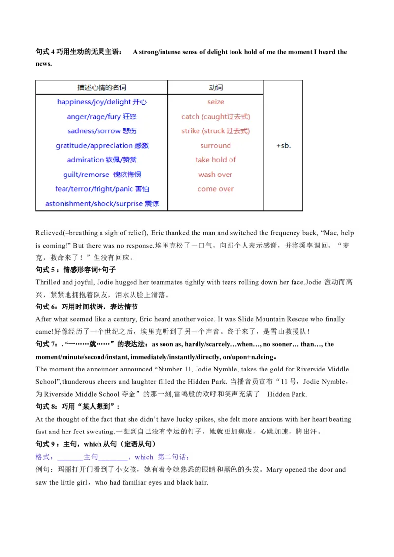 03+高考英语核心知识背记手册（读后续写核心考点）-2025年高考英语一轮复习考点帮（新高考通用）_03高考英语_新高考复习资料_2025年新高考复习
