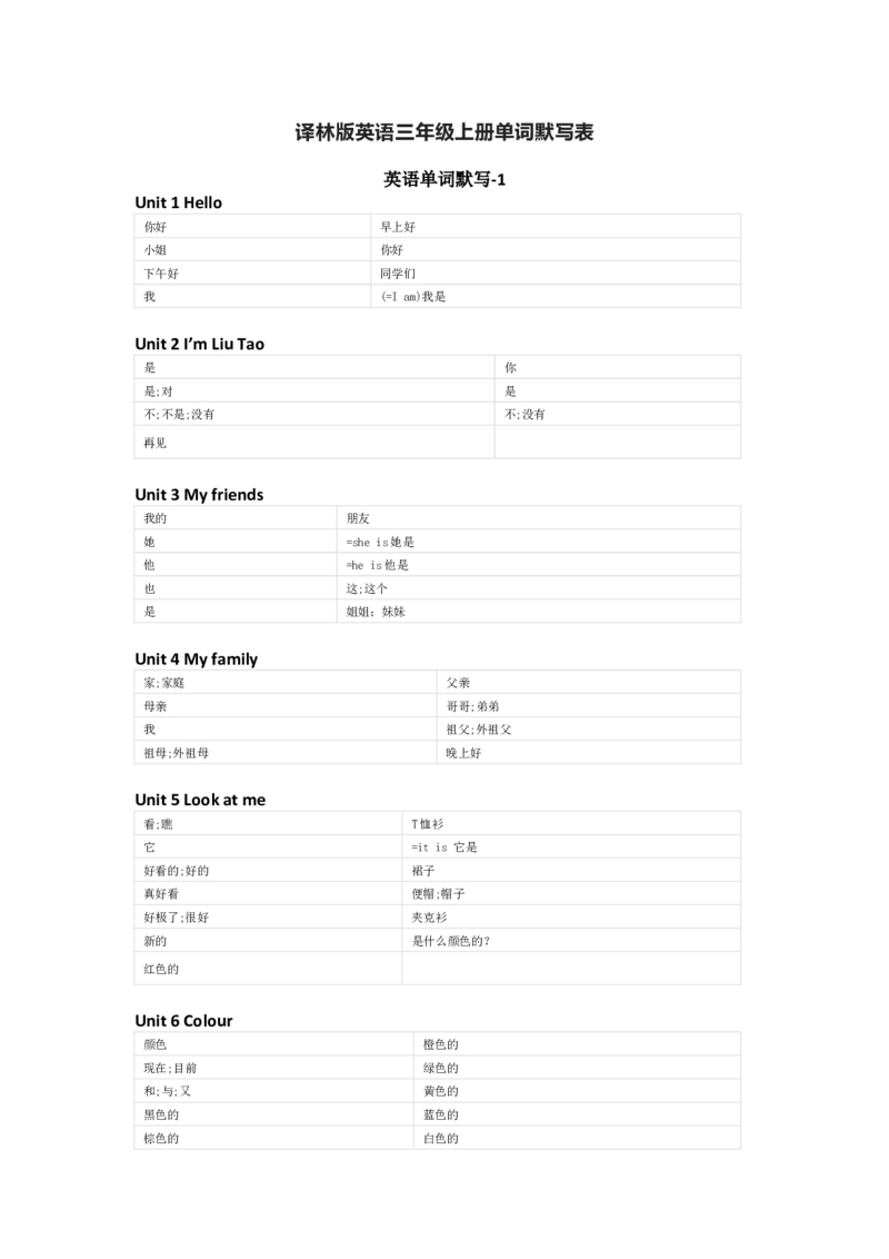 译林版英语三年级上册单词默写表_26春四年级上下册人教版_四上英语合集人教版PEP英语四年级上册新教材（教学视频+课件+动画+音频+练习+教案）_17练习资料_《小学英语单词默写表》