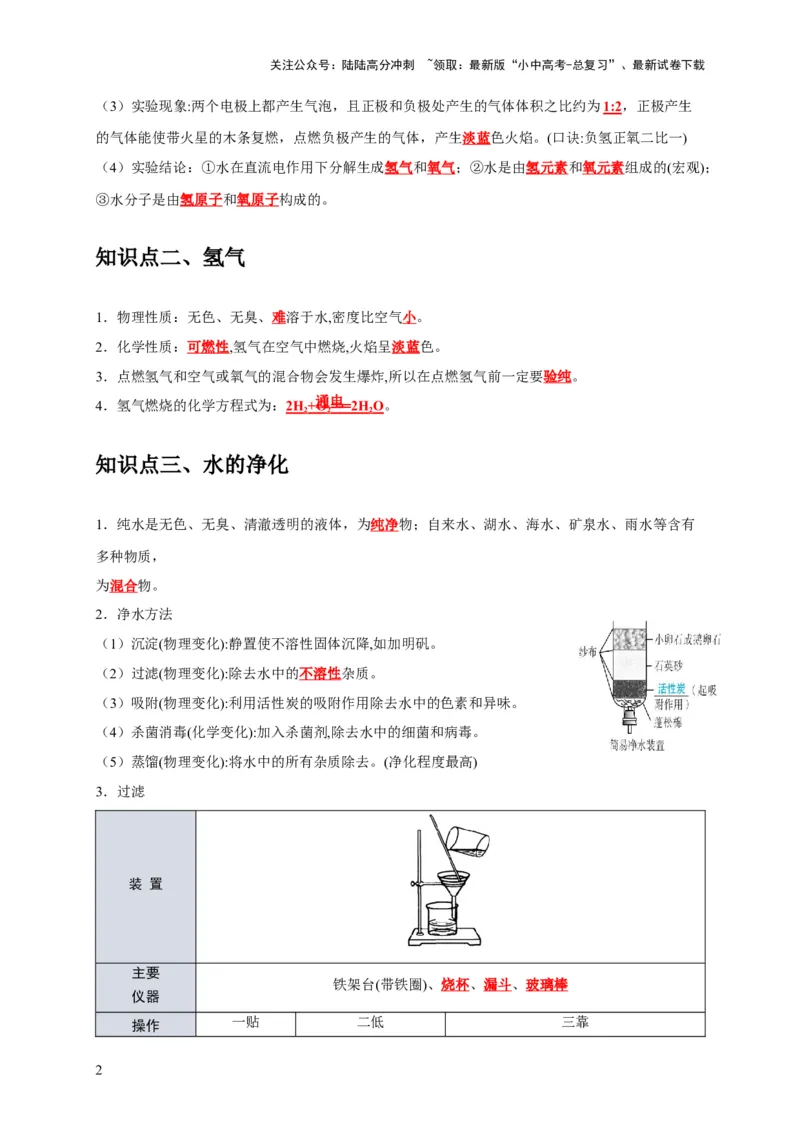 专题07自然界的水（解析版）_02中考总复习（2026版更新中）_05-化学-中考总复习_2024年中考复习资料_专项复习资料_2024年中考化学复习考点一遍过（全国通用）