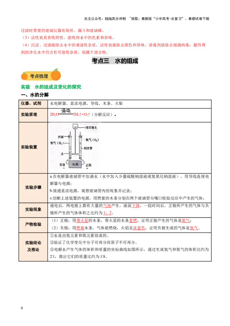 专题06自然界的水（讲义）（解析版）_02中考总复习（2026版更新中）_05-化学-中考总复习_2025年中考复习资料_2025中考化学一轮复习讲义+课件_讲义_专题06自然界的水（讲义）